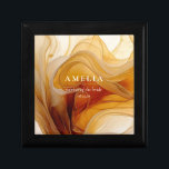 Amber Brandy Abstract Ink Wedding Party ID1089 Gift Box<br><div class="desc">The striking gift box shown here provides a template to easily add your wedding party member, name and wedding date. As part of a complete wedding collection, with a rich colour palette in shades reminiscent of liquid maple syrup or fine brandy, it exudes warmth and sophistication. Perfect for couples seeking...</div>