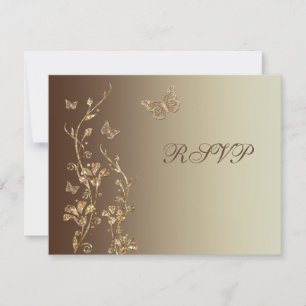 Amber, Brown Floral with Butterflies Reply Card