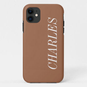 Amber Brown Solid Colour   Minimalist Name Case-Mate iPhone Case