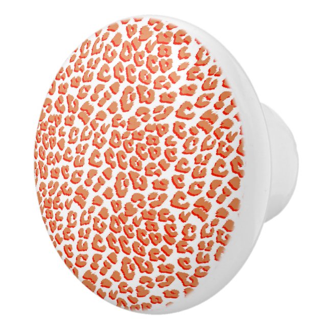 Amber Colour and White Leopard Print Ceramic Knob (Right)