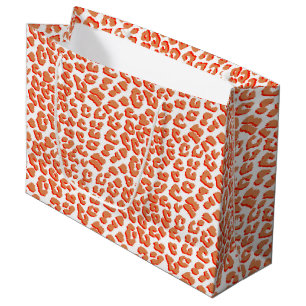 Amber Colour and White Leopard Print Large Gift Bag