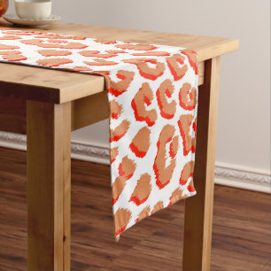 Amber Colour and White Leopard Print Long Table Runner