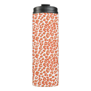 Amber Colour and White Leopard Print Thermal Tumbler