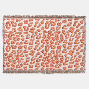 Amber Colour and White Leopard Print Throw Blanket