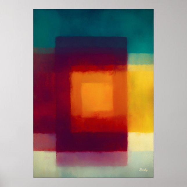 Amber Crimson Color Field Abstract Modern Wall Art (Front)