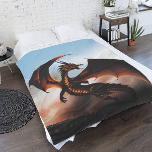 Amber Dragon Fantasy Fleece Blanket