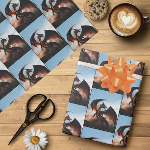Amber Dragon Fantasy Wrapping Paper