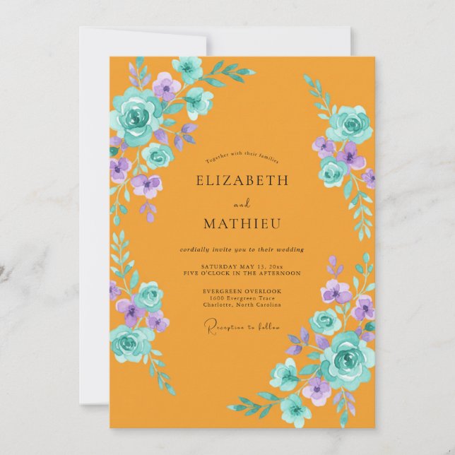 Amber Dusty Lavender Painted Wedding Invitation (Front)