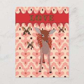 Amber Fawn & Golddust Butterflies Pink Love Post Postcard
