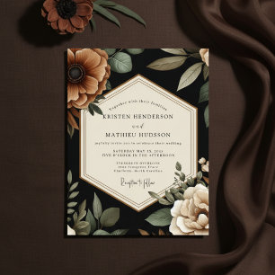 Amber Floral Autumn Romance Wedding Invitation