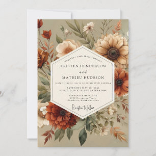 Amber Floral Autumn Romance Wedding Invitation