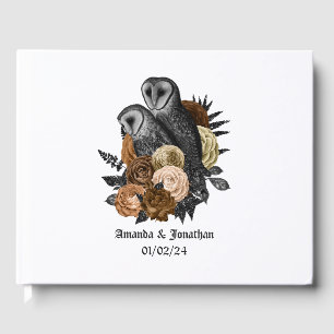 Amber Floral Owls Gothic Wedding Guest Book