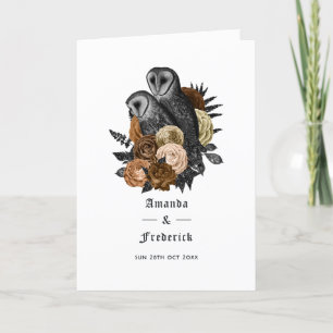 Amber Floral Owls Gothic Wedding Programme