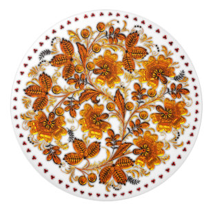 Amber Flowers Elegant Country Ceramic Knob