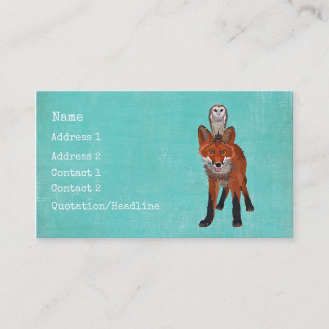 Amber Fox & Owl Business Card (Front)