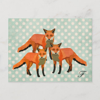 Amber Foxes Monogram Postcard
