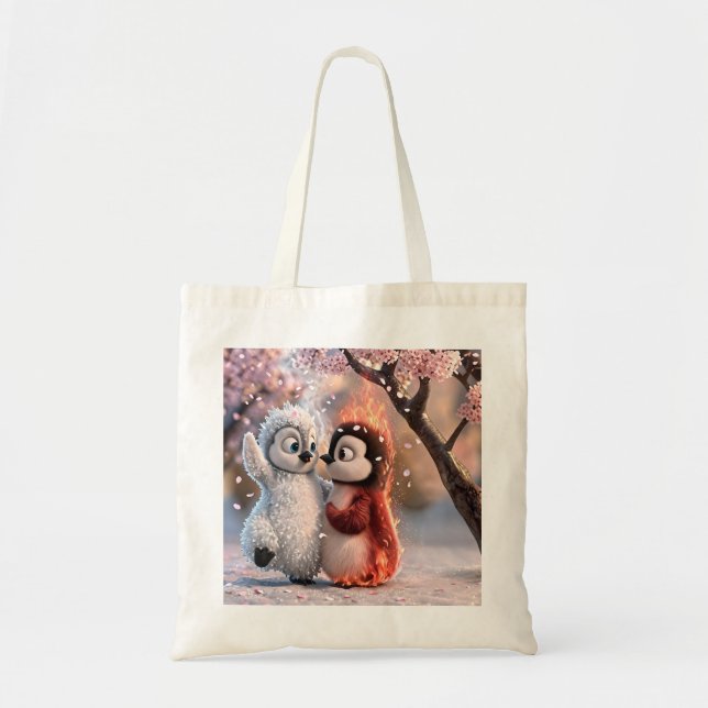 Amber & Frosty Cute Penguin Tote Bag (Front)
