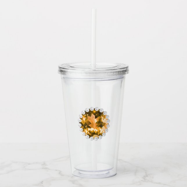 Amber Gemstone and Pearls Acrylic Tumbler (Front)
