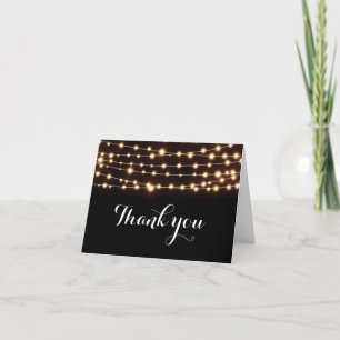 Amber Glow String Lights Elegant Wedding Fold Card