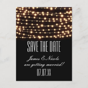 Amber Glow String Lights Save Date Postcard