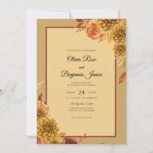 Amber Gold Dahlia Wedding Invitation