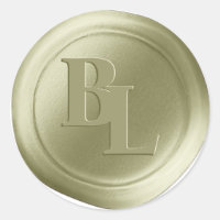 Amber Gold Double Monogram Faux Wax Seal Stickers