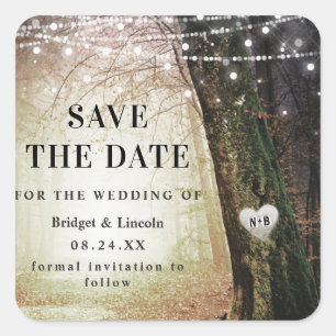 Amber Gold Evermore Enchanted Forest Save The Date Square Sticker