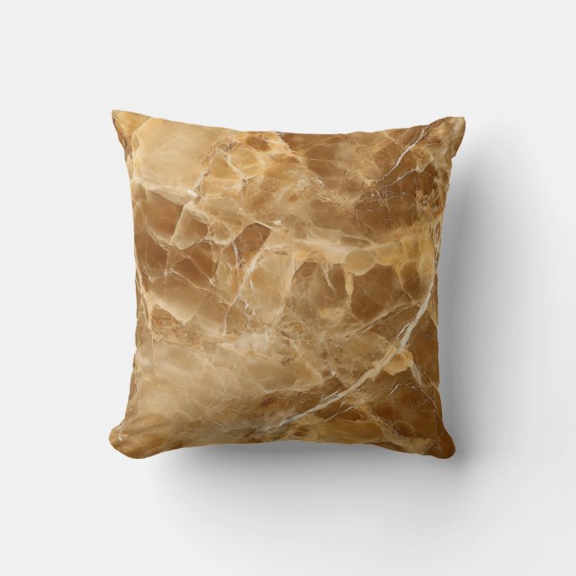 Amber Gold Marble Throw Pillow (Front)