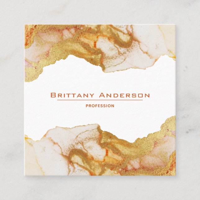 Amber Golden Abstract Custom Business Card (Front)