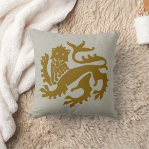 Amber Gothic Revival Lion Throw Pillow