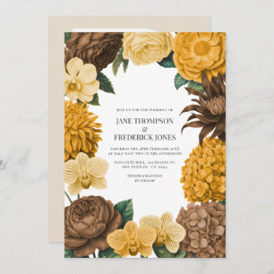 Amber Honey, Desert Clay & Marigold Bloom Wedding Invitation