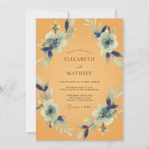 Amber Indigo Painted Wedding Invitation