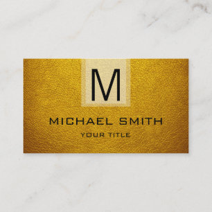 Amber Leather Textured Monogram Business Card