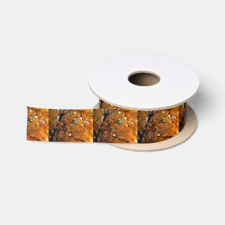 Amber Leaves of Fall Satin Ribbon