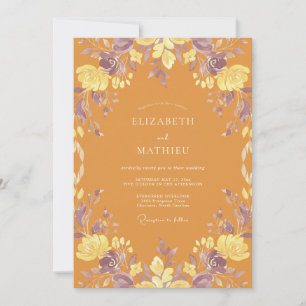 Amber Lilac Wildflower Wedding Invitation