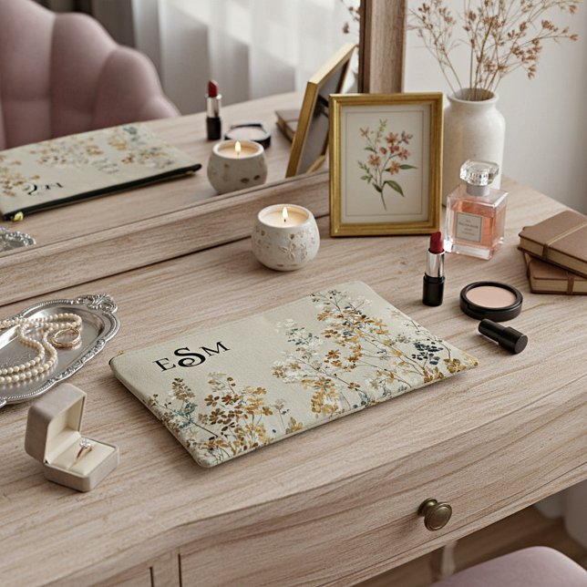 Amber meadow floral monogram accessory pouch (Creator Uploaded)