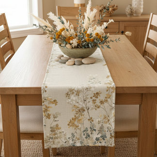 Amber meadow floral short table runner