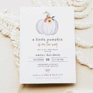 AMBER Modern Rustic Little Pumpkin Baby Shower Invitation