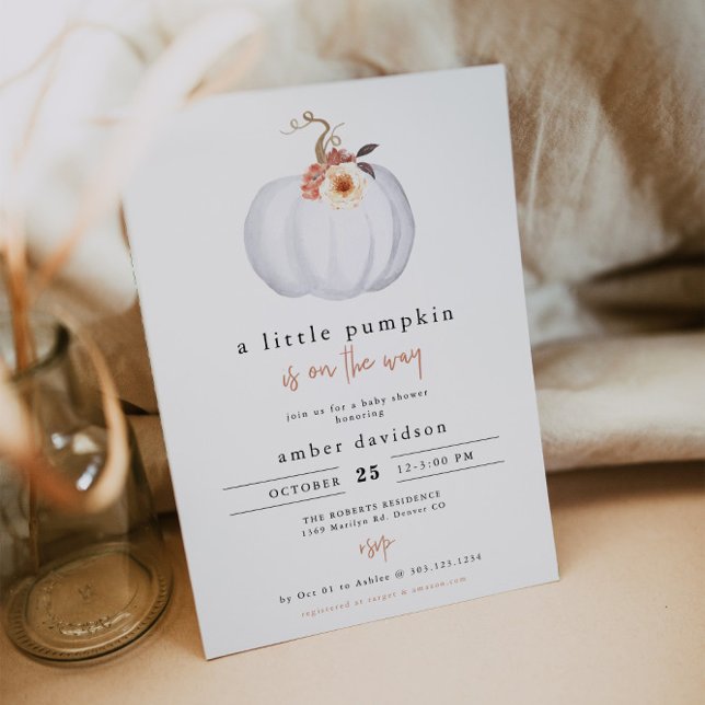 AMBER Modern Rustic Little Pumpkin Baby Shower Invitation (Creator Uploaded)