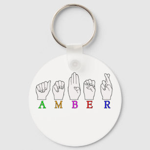 AMBER NAME ASL FINGERSPELLED SIGN KEY RING