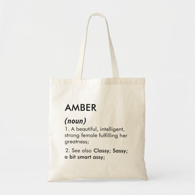 Amber name, Editable name, Custom name Tote Bag (Front)