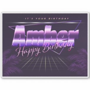 Amber Name First name lila retro Sticker Birthday