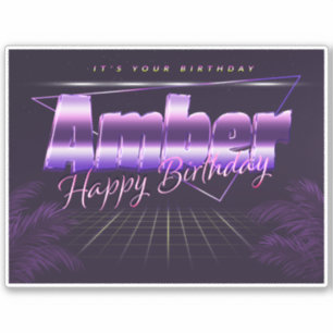 Amber Name Vorname lila retro Sticker Geburtstag