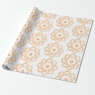 Amber on White Atom Symbols Wrapping Paper