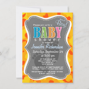 Amber Orange Camo; Camouflage Invitation