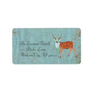 Amber Ornate Deer Address Label