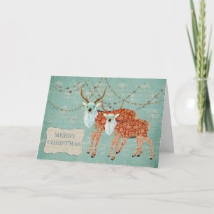 Amber Ornate Deer Christmas Card