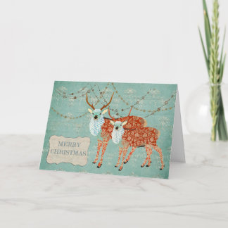 Amber Ornate Deer Christmas Card