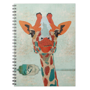 Amber Peeking Giraffe  Monogram Notebook