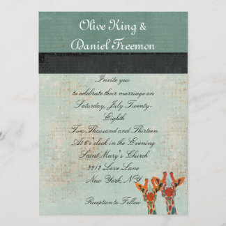 Amber Peeking Giraffes  Wedding Invitation